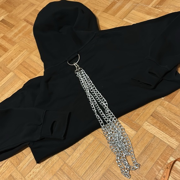 Current  Mood Black Hoodie with Silver Chain Detail - Picture 8 of 12